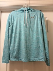 Under Armour HeatGear Pullover Hoodie Womens M Teal Space Dye Loose Fit