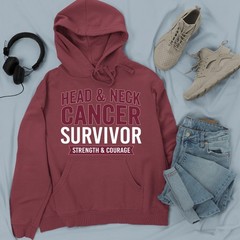 Head & Neck Cancer Survivor Strength Courage Hoodie Cancer Awareness Walks