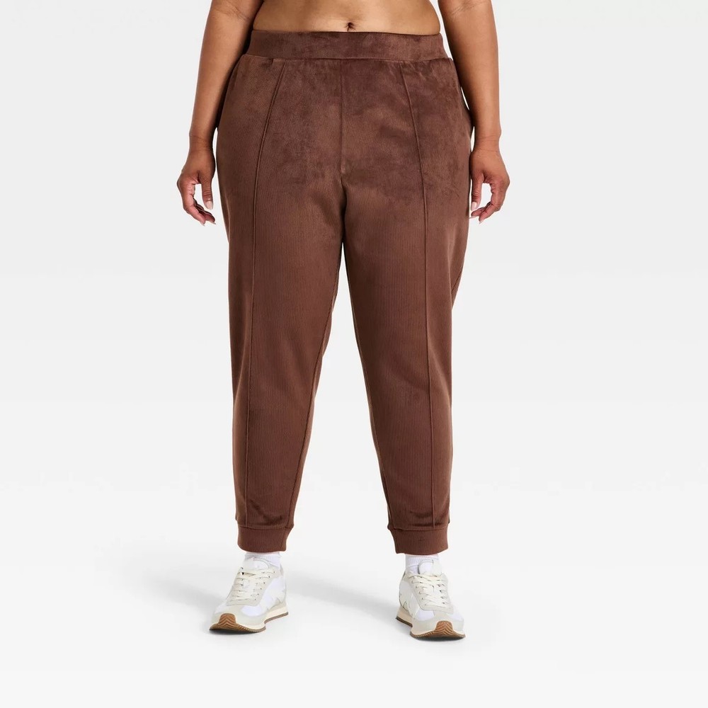 All In Motion Women’s Brown Fleece Jogger Pants XL Elastic Waist Pockets