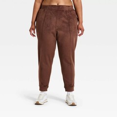 All In Motion Women’s Brown Fleece Jogger Pants XL Elastic Waist Pockets