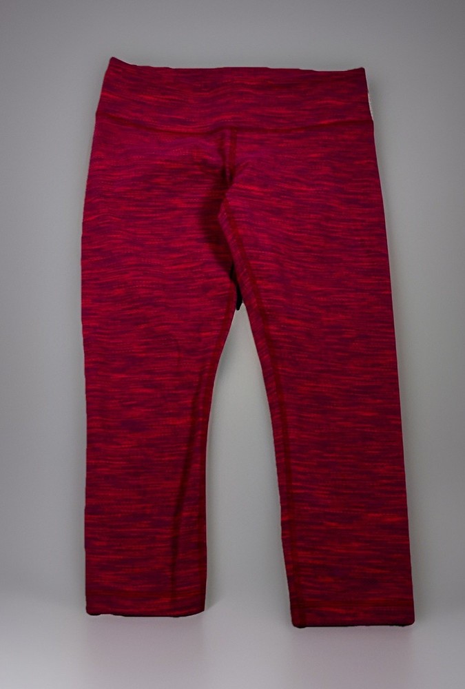 Lululemon Wunder Under Crop II Leggings Womens 6 Diamond Jacquard Flaming Tomato