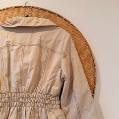 SONOMA LIFE & STYLE BEIGE COTTON NYLON JACKET FULL ZIP SMOCKED WAIST GORPCORE