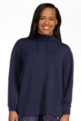 Athletic Works Women’s French Terry Mock Neck Hoodie, Dark Navy Size XS(0-2)