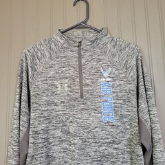 Under Armour Quarter Zip Pullover Sweater “Air Force” Logo Gray Women’s Large