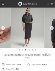 NWT Lululemon Brushed Softstreme Half Zip Black BLK Size 4