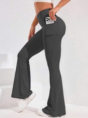 ​​High Waist Flare Leg Yoga Pants Women with Pocket Push Up Butt Running Tights