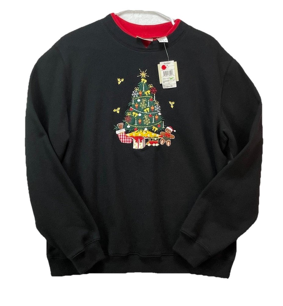 NWT Baxter & Wells Womens L Christmas Embroidered Front and Back Sweatshirt