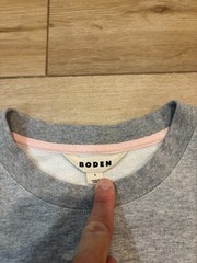 Boden Womens Hannah Crewneck Sweatshirt Grey Spring Stripes Small S 100% Cotton