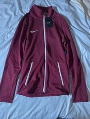 Nike Women’s Track Jacket Burgundy Full Zip Zipped Pockets Stand Collar