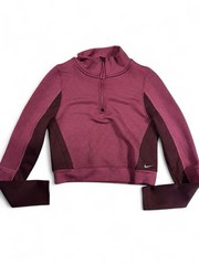 Nike Therma-FIT ADV Cropped 1/4 Zip Mock Neck Long Sleeve Top Pink/Burgundy S