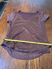 Lululemon Shirt Womens Small Plum Sheer Mesh Scoop Neck Cap Sleeve Athletic Top