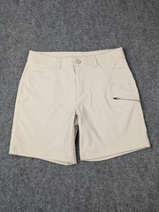 Eddie Bauer Shorts Womens 4 Beige Hiking Stretch Zip Pocket Water Repellent