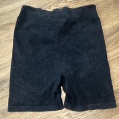 Free People Black Ribbed Knit Biker Shorts Drawstring Stretch Slim Fit XS