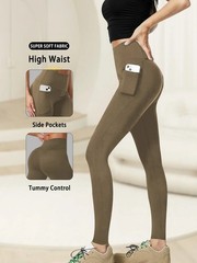 Women High Waisted Yoga Pants Leggings With Pockets Soft Stretch Fitness Pants