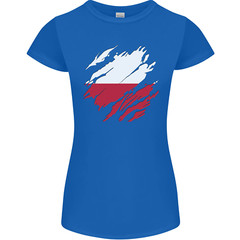 Torn Poland Flag Polish Day Football Womens Petite Cut T-Shirt
