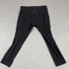 Athleta Leggings Womens M Petite Black Salutation Stash 7/8 Tight Ankle Pockets