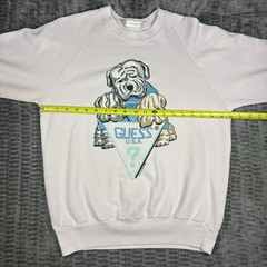 Vtg 1987 GUESS Georges Marciano Sweatshirt Pink Shar Pei Puppies Dog Crewneck MD