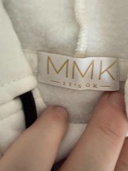 MMK Its OK Hoodie Womens Approx XL White Dog Print Fleece Oversized