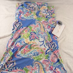 G Lifestyle by Gottex Petra Paisley Sleeveless Golf Polo Top XS Periwinkle NWT