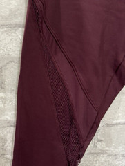 NWT Forever 21 Burgundy Plum Long Leggings Mesh Panels Size Small