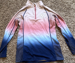 Aubrion Girls 1/4 Zip Long Sleeve Active Top Pink Blue white 13-14Y