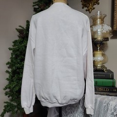 Vintage JERZEES Women’s Large White Graphic Crew Snowman Christmas Sweatshirt