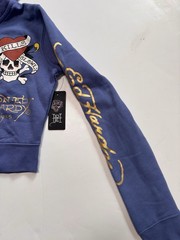 Y2K Ed Hardy Tracksuit Set Hoodie Sweatpants Periwinkle Blue Skull READ