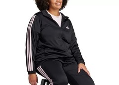 Adidas Womens Plus Size 3X Tricot 3-stripes Track Top Black/Pink – NEW
