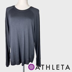 Athleta Mindset Sweatshirt Black Modal Blend Raglan Crew Neck Top Womens Large