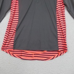 Hannah Shirt Womens XL Black Orange Stripe 1/4 Zip Mock Neck Long Sleeve Running