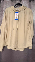 Sage Collective Women’s Tan Ribbed Pullover Hoodie Drawstring Long Sleeve L/NWT
