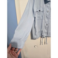 Staccato Tencel Utility Jacket Light Blue Snap Zip Drawstring Waist Size L