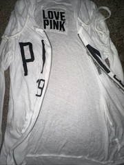 white Victoria’s Secret PINK full-zip hoodie 1986 SIZE – S
