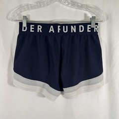Under Armour Shorts Women Small Blue White Stripes Pull On Elastic Waist Pockets
