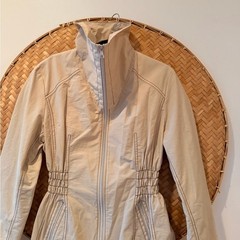 SONOMA LIFE & STYLE BEIGE COTTON NYLON JACKET FULL ZIP SMOCKED WAIST GORPCORE
