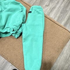 Women’s Green Fleece 2-Piece Sweatsuit Set Hoodie & Pants Size S Relaxed
