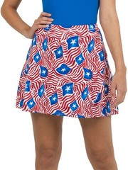 IBKUL Rylee Stars & Stripes Golf Tennis Flounce Skort Red White Blue Size M New