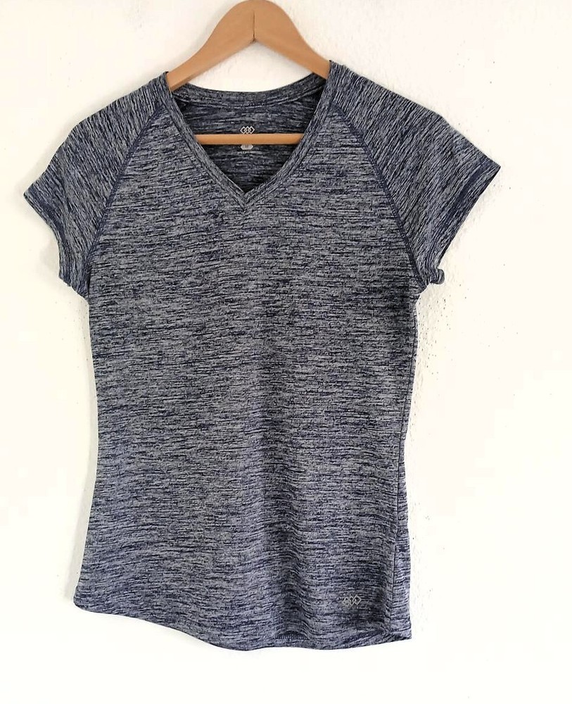 LEG3ND Heather Navy Blue V-Neck Athletic Soft Short Sleeve Activewear Top M