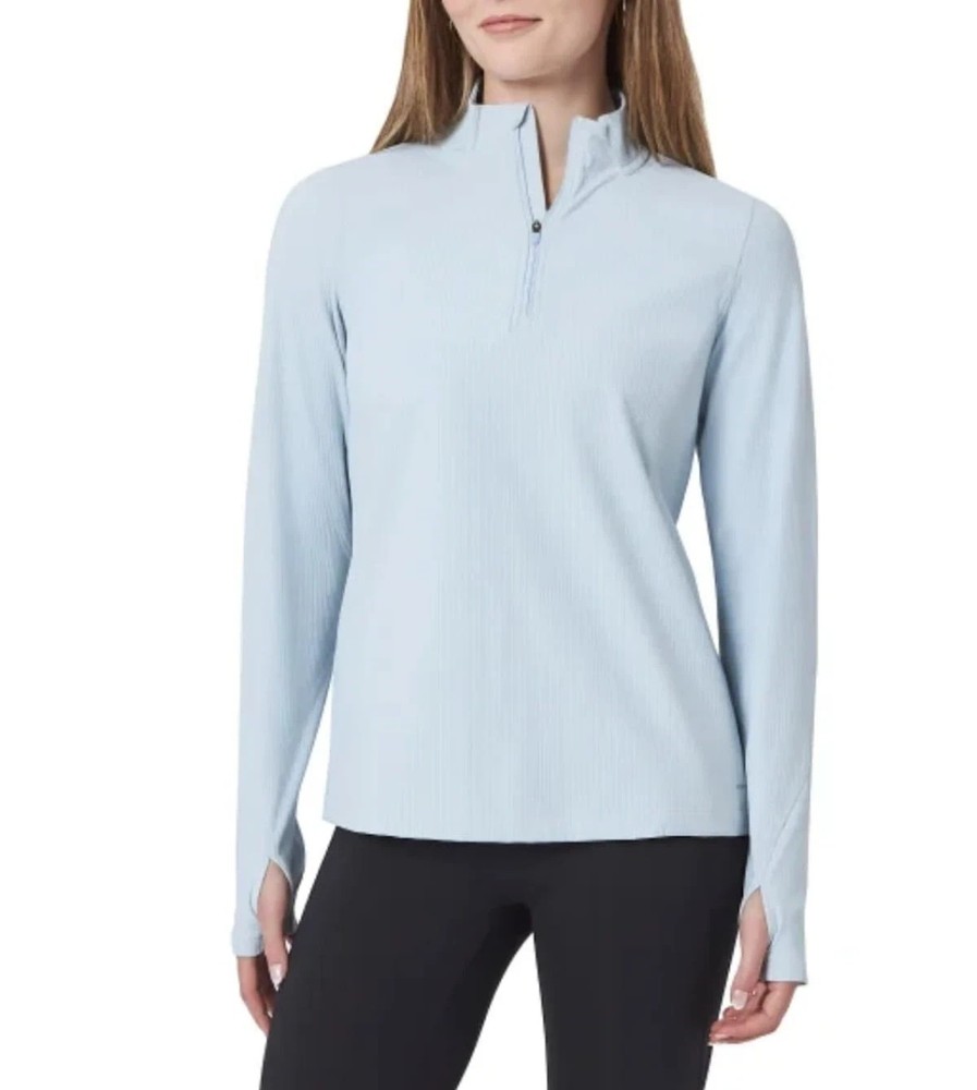 Mondetta Women’s S Light Blue 1/4 Zip Pullover Long Sleeve Athletic Top