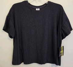 Athletic Works Women’s LARGE Short Sleeve Buttercore Cropped Tee BLACK #10626