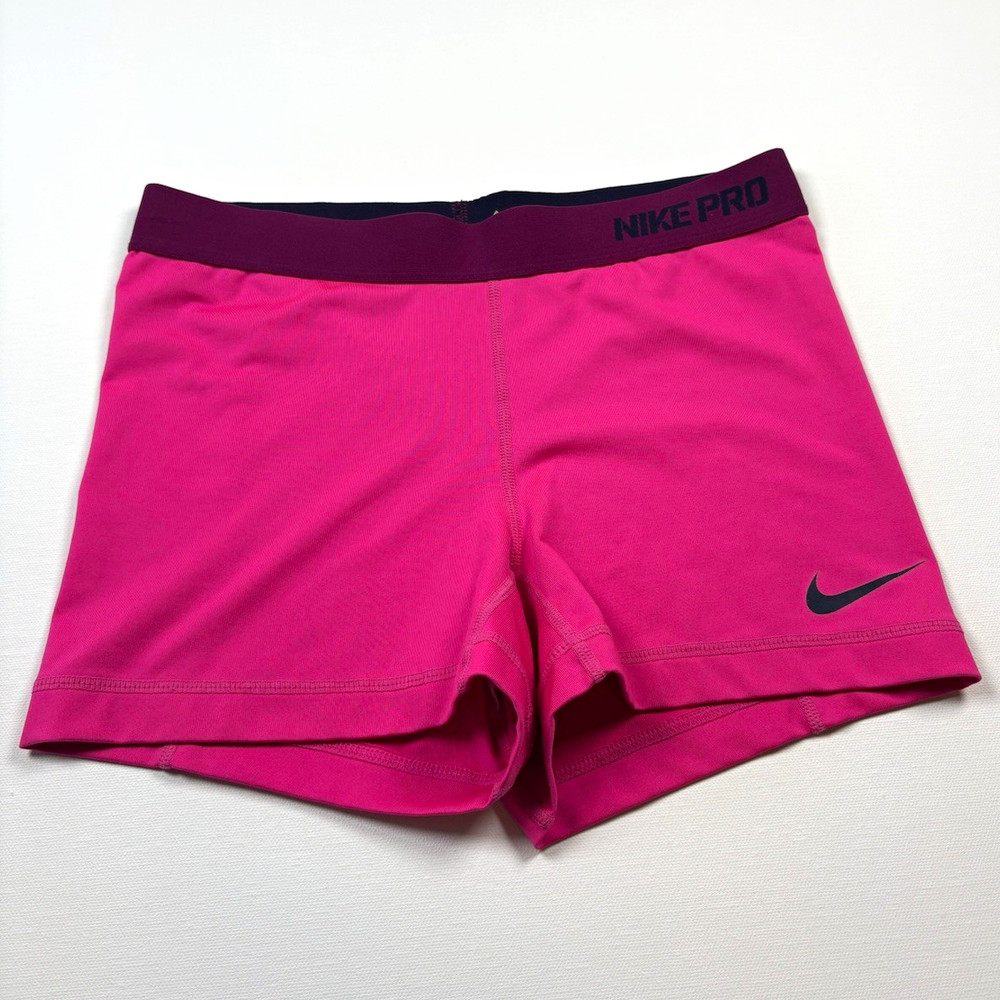 Nike Pro Dri-FIT Women’s Compression Shorts Pink Purple Black Logo Size M