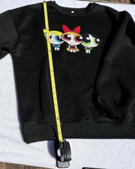 Powerpuff Girls. Black Cotton Fleece Crewneck Pullover. #1990’s. Size XL.