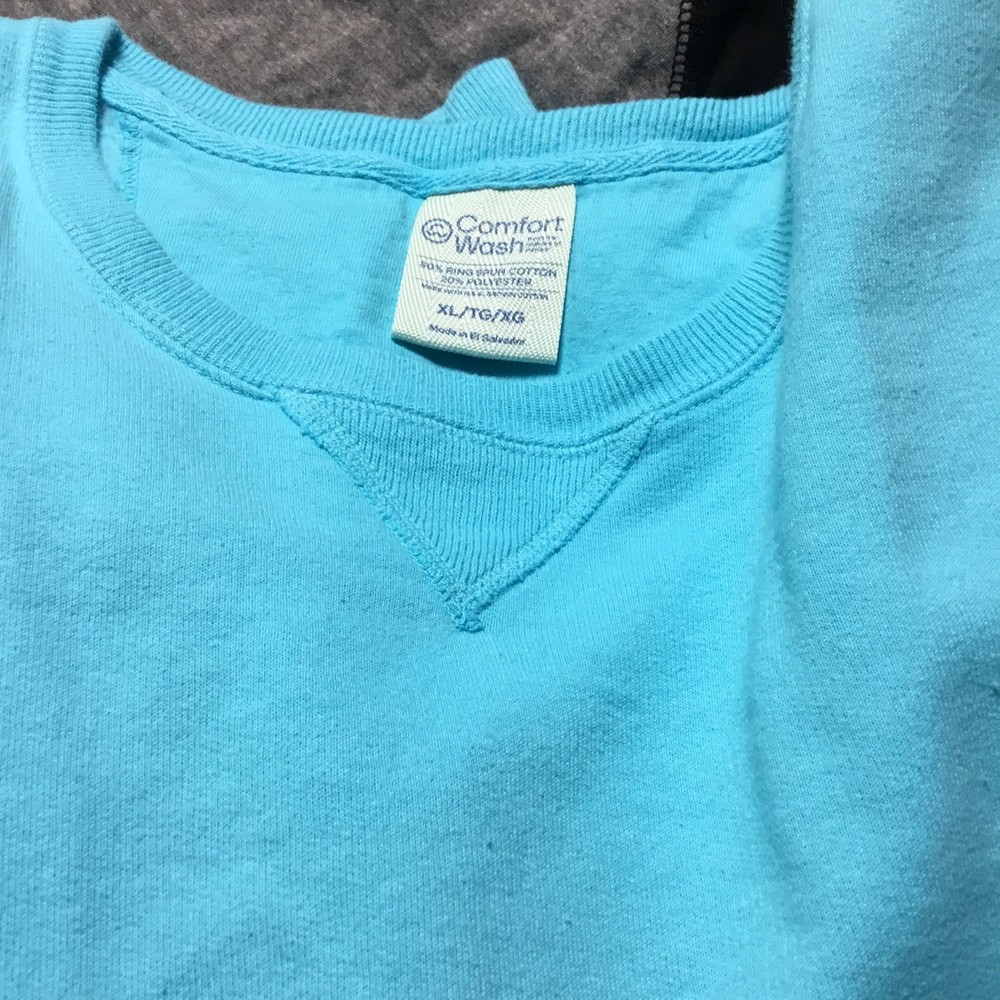 Comfort Wash By Hanes unisex Pullover Sweatshirt Teal Blue Size XL