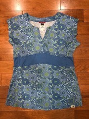 The North Face Cap Sleeve Activewear Blue & Lime Green Stretch Comfort Top Sz M