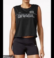 Nike -Women’s Team Brazil Dri-Fit Cropped Black Mesh Top – Size: Large