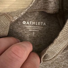 Athleta Momentum Mock Neck Long Sleeve Top Brown Heather Thumbholes Small