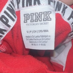 PINK Victoria’s Secret Women’s Red/White Colorblock Fleece Hoodie S Regular