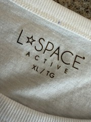 L SPACE ACTIVE ~ New! White “Go For It” Tie Front Athleisure Crop Top $88 NWT XL