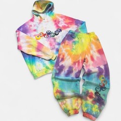 Edikted multicoloured custom tie-dye hoodie and sweatpants set