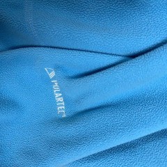 LL Bean Polartec Fleece Jacket Mens XL Blue Orange Trim Full Zip Mock Neck
